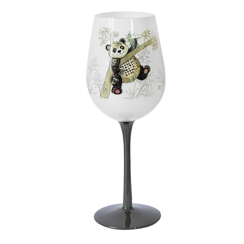 Lesser & Pavey Bug Art Po Zi Panda Wine Glass 400ml - Home, Kitchen, Restaurant & Parties, Wine Glassware, Gift For Women, Men, Wedding & Christmas