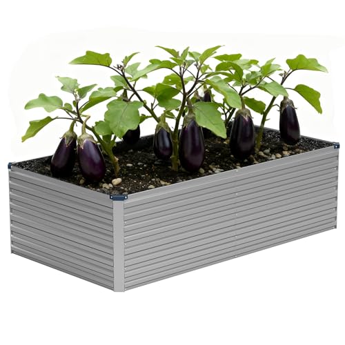 Vengarus 6x3x2ft Galvanized Raised Garden Bed,Metal Raised Beds Kit Silver - 2FT Deep Root Elevated Garden Planter Box, Corrugated Steel, Open Bottom, Rustproof All Weather, Large Vegetable Flower Bed