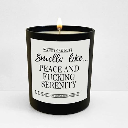 WANKY Candles Funny Rude Candle Smells Like… Peace and Fucking Serenity WCBJ74, White