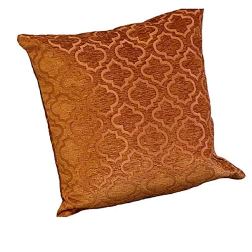 Emma Barclay Bohemia Geometric Satin Chenille Cushion Cover in Terracotta - 17x17 (43x43cm)