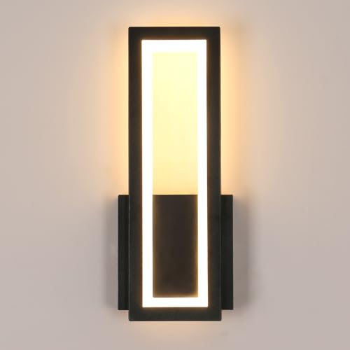 Osairous Modern LED Wall Light, LED Wall Lamp 16W 1800LM, Modern Black Acrylic Wall Light, Wall Lighting for Bedroom, Hallway, Staircase, 3000K Warm White, 32CM