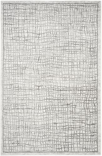 Safavieh Contemporary Rug for Living Room, Dining Room, Bedroom - Adirondack Collection, Short Pile, in Silver and Ivory, 183 X 274 cm
