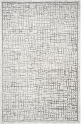 Safavieh Contemporary Rug for Living Room, Dining Room, Bedroom - Adirondack Collection, Short Pile, in Silver and Ivory, 183 X 274 cm