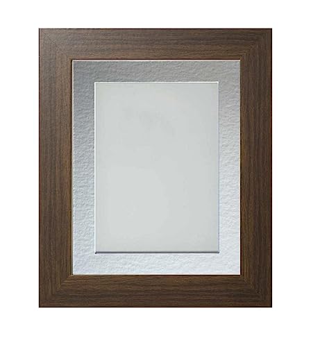 Frame Company Watson Brown Picture Photo Frame fitted with Perspex, A4 with Silver Mount for image size 10x6 inch