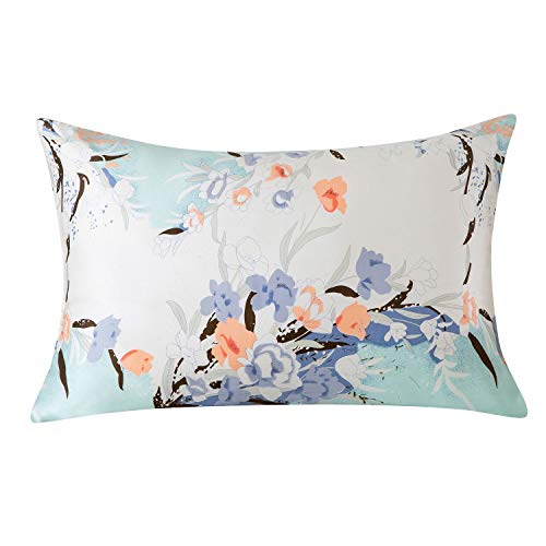 Silk Pillowcase for Hair and Skin with Hidden Zipper Chinese Pastel Water Colors Print Standard/Queen (pattern11)