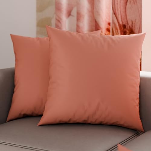 PETTI Artigiani Italiani - Pair of Pillowcases 50x50 cm in Microfiber, Bedroom Cushions, Sofa, Set of 2 Cushion Covers, Solid Color Pink Pillowcase, 100% Made in Italy