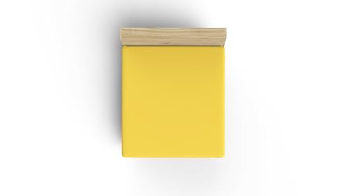 Premium Ranforce Queen Fitted Sheet, Dark Yellow, 150 x 200 + 30 cm, 100% Cotton, 117 g/m², Soft, Durable, Perfect for Cosy Bedrooms