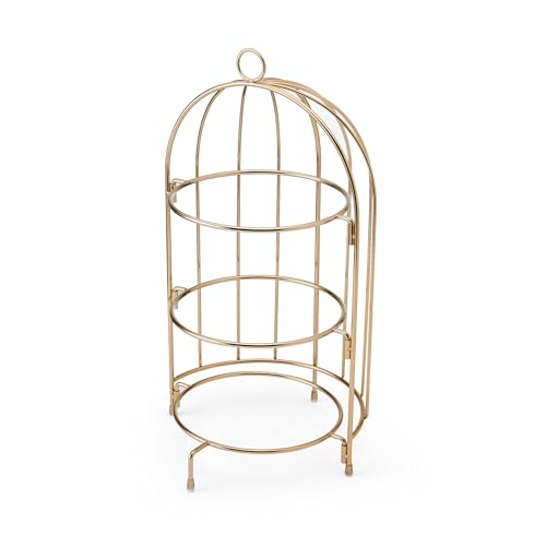Artesà 3 Tier Afternoon Tea Cake Bird Cage Stand, Copper Serving Platter to Display Cakes, Sandwiches or Appetisers, 22cm x 42cm, Gold