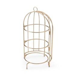 Artesà 3 Tier Afternoon Tea Cake Bird Cage Stand, Copper Serving Platter to Display Cakes, Sandwiches or Appetisers, 22cm x 42cm, Gold
