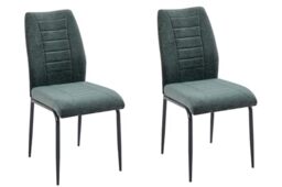 Set Of 2 Anna Upholstered Dining Chairs With Black Metal Legs (Green)