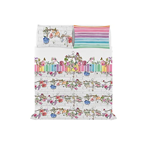 Italian Bed Linen JOLIE Digital Print Bedspread Sheet and Pillow Cases, Carol, Double