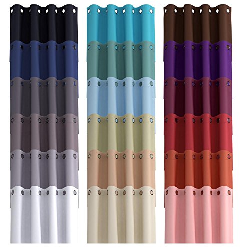 MIUCO Room Darkening Grommet Blackout Window Curtains Panels for Bedroom Set of 2 52x84 Inch Aubergine, Bonus 2 Tie Backs Included