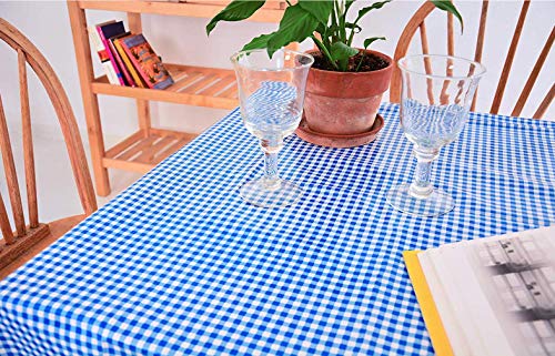 Alux - Waterproof Oilcloth Table Cloth - Wipeable Tablecloths for Picnic - Non-Fading Plastic Table Cover with Better Than Flannel Backing - Gingham Blue (55x55in Square)