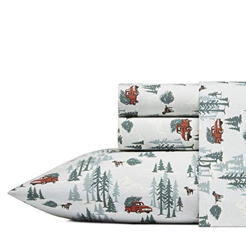 Eddie Bauer - King Sheets, Cotton Flannel Bedding Set, Brushed For Extra Softness, Cozy Home Decor (Tree Farm, King)