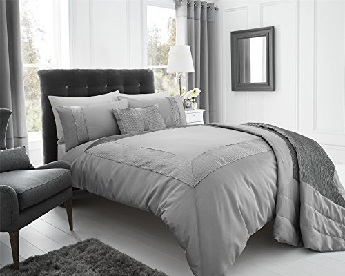 Eleanor James Silver Modern King Quilt Duvet Cover & 2 x Pillowcase Bed Set New, Cotton and Polyester