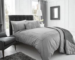 Eleanor James Silver Modern King Quilt Duvet Cover & 2 x Pillowcase Bed Set New, Cotton and Polyester