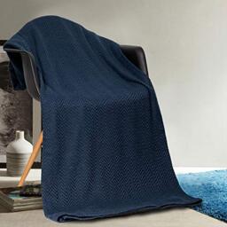 Home Maison Josie Cotton Full/Queen Throw Blanket In Navy