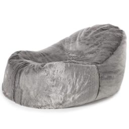 icon Lounger Faux Fur Fluffy Bean Bag Chair with Filling Included, Grey