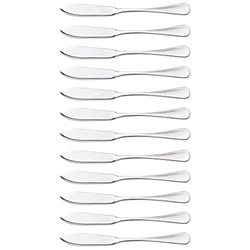 Arcos Series Madrid - Box 12 Pieces Fish Knife Table Knife - Monoblock of one Piece Stainless Steel 90 mm (3.54 Inch) Silver Colour (12 Piece)