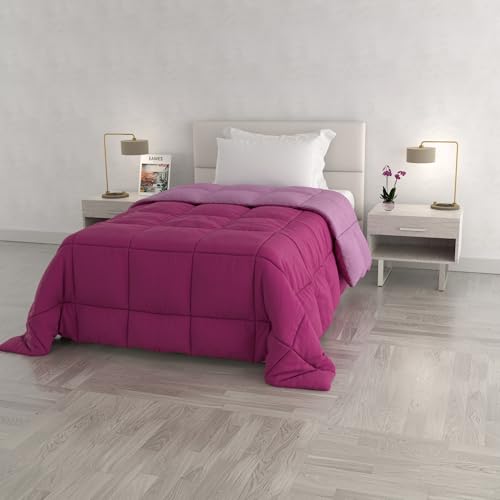 Italian Bed Linen Winter Quilt Elegant,220 x 260 cm,Lilac/Fuchsia - Bed Duvet 170 x 260 cm, Warm Filling 300 g/m??, 100% Non-Siro Microfibre, Two-Colour, Fuchsia/Lilac