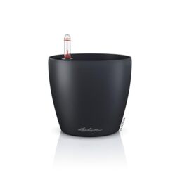 Lechuza Classico Color 14 Table Pot Slate Grey, Planter with Watering System, Water Level Indicator and Plant Insert, Matte Surface, Diameter 15 x 13.5 cm, 16695