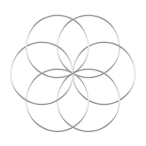 Worown 6pcs 25cm Floral Wreath Hoops, Silver Metal Rings for Making Wedding Wreath Decor and Wall Hanging Craft