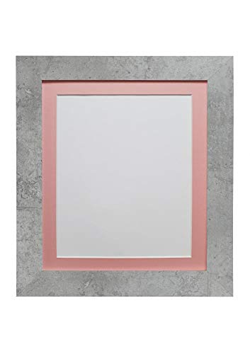 FRAMES BY POST Metro Picture Photo Frame Mineral Grey with Pink Mount 6 x 4 Image Size 4.5 x 2.5 Inch