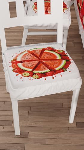 PETTI Artigiani Italiani - Chair cushions with elastic of 2 pieces, cushion covers in microfiber, chair covers with spring watermelon pattern, 100% Made in Italy