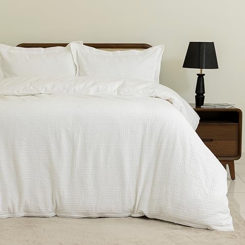 Dreamology Waffle Weave Duvet Cover, King Duvet Cover, 100% Cotton, 3 Pcs - Waffle Duvet Covers with Zipper Closure, Soft Luxury Textured & Breathable Duvet Cover Set,King Bedding Set (Cloud White)