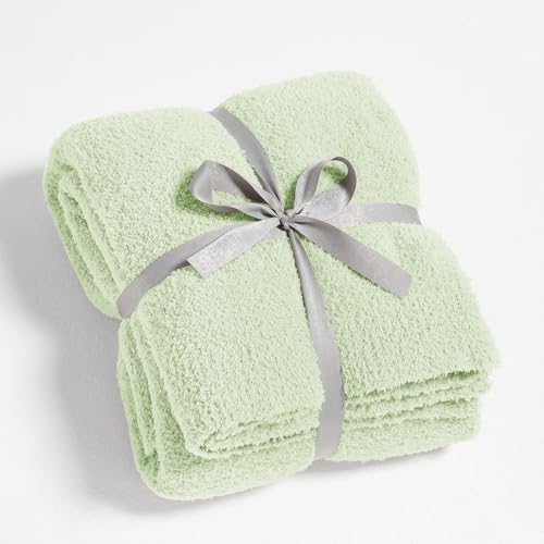 CYMULA Knit Throw Blanket for Mint Green - Super Soft Lightweight Plush Fuzzy Fluffy Cozy Blankets and Throws for Sofa Bed, 60 x 80 inches