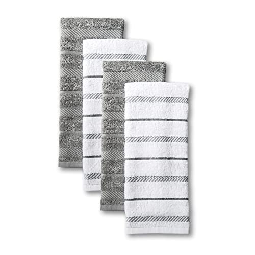 "KitchenAid Albany Kitchen Towel Set 4-Pack 16""x26"", Grey/White"
