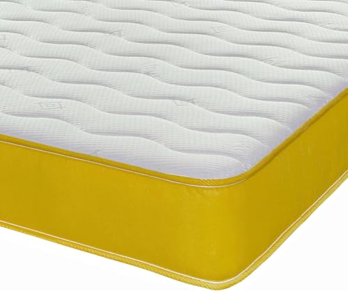 eXtreme comfort ltd Cooltouch Colours Yellow Small Double Mattress - 120x190cm, 18cm deep. Memory Foam and Coil Spring Hybrid, Plush Comfort, UK Made Mattress in a Box