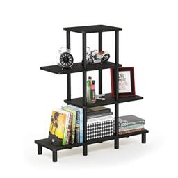 Furinno TURN-N-TUBE Storage Shelves, 4-Tier Ladder Book Shelf, Accent Display Shelf, Toolless Open Shelves, Round Tubes, for Organization and Storage, Living Room, Garage, Home Office, Espresso