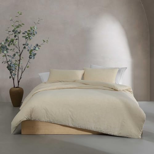 Calvin Klein - Duvet Cover Set, Soft & Breathable Bedding with Matching Shams, Plain Weave Fabric, Cozy Home Essentials (Branching Leaves Beige, Queen)