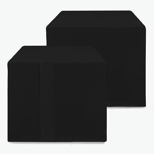 HolidayIdeas 2 Pack Square Fitted Table Covers - 38 x 38 Inch - Black Fabric Washable Tablecloth Protectors for Folding Table, Parties, Holiday Dinner, Trade Show, Vendor Stand