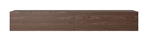 SELSEY Bisira Wooden TV Cabinet, Wall-Mounted Glamour Style, 200x32x30 cm, Wisconsin Walnut - Moisture & Scratch-Resistant, 2 Compartments, Drop-Down Doors, Ideal Wooden TV Units for Living Room