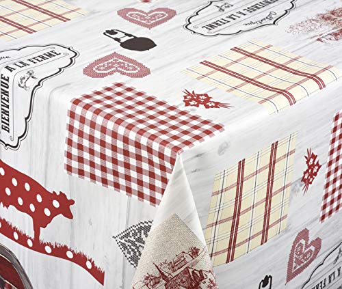 Venilia Oilcloth Tablecloth with Country Print, Rectangular, Tablecloth, Table Linen, Oilcloth, Liquid-Impermeable, Easy-Care, 140 x 200 cm, 55057