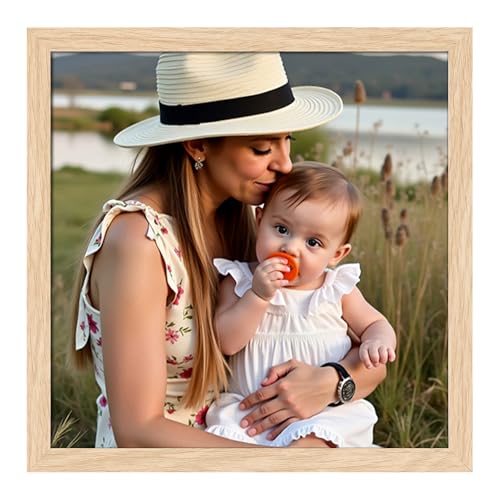 Ditwis 8x8 Photo Frame Wood Colour, Modern Natural Square Picture Frame for Living Room, Bedroom and Office, Wall or Desk Display
