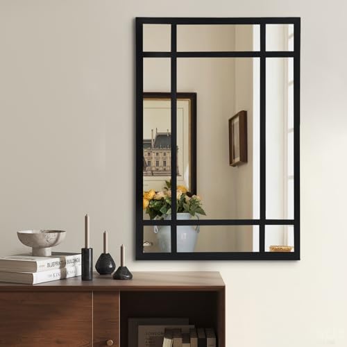 HQiJun Wall Mirror Decorative Mirrors Farmhouse for Living Room Bedroom Entryway Bathroom Vanity (black3)