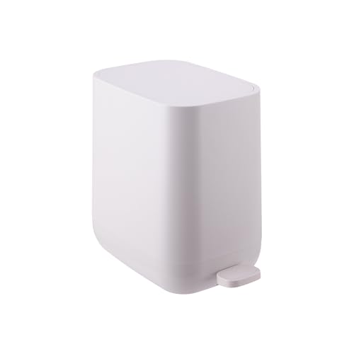 Relaxdays 7L Soft-Close Pedal Bin with Removable Inner, Slim Matte Plastic Design, 30x18x28 cm, White