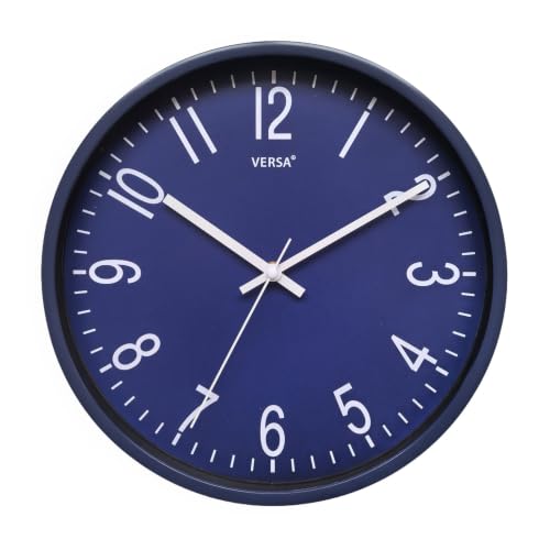 Versa Raven Wall Clock, New Mechanism and Improved Quality, Silent and Decorative, for Kitchen, Living Room or Dining Room ??? Measures (H x L x W) 30 x 4.3 x 30 cm, Polypropylene, Blue