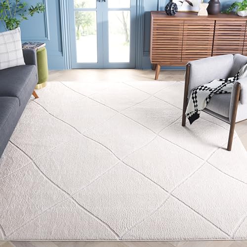 Safavieh Geometric Rug for Living Room, Dining Room, Bedroom - Melody Collection, Short Pile, in Ivory, 274 X 366 cm