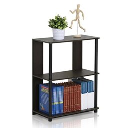 Furinno JAYA Book Shelf, 3-Tier Display Shelf, Open Storage Shelves, Shelving Unit, for Organization and Storage, Living Room, Garage, Home Office, Walnut