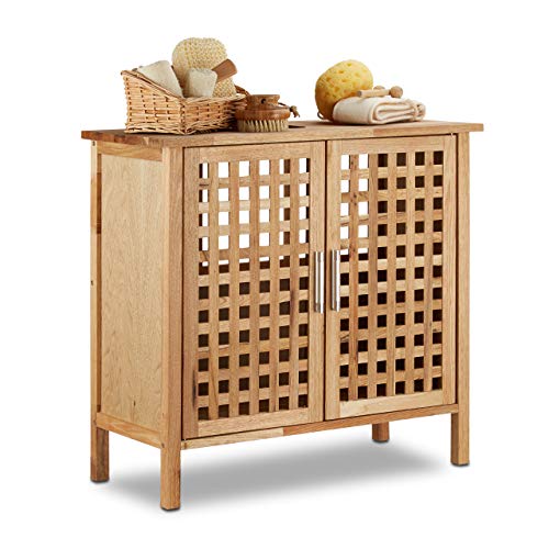 Relaxdays Walnut Under-Sink Cabinet, 61 x 66 x 29 cm, Robust and Water-Resistant, for Sinks or Wash Basins, Wooden, Natural Brown