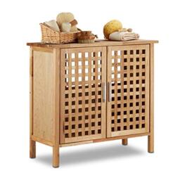 Relaxdays Walnut Under-Sink Cabinet, 61 x 66 x 29 cm, Robust and Water-Resistant, for Sinks or Wash Basins, Wooden, Natural Brown