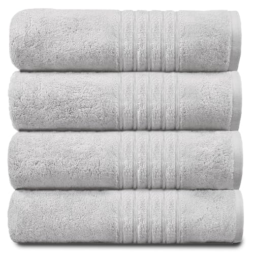 GC GAVENO CAVAILIA 4 PK Extra Large Bath Sheet, Water Absorbent Cotton Towels, 450 GSM Quick Dry Towels Set, White