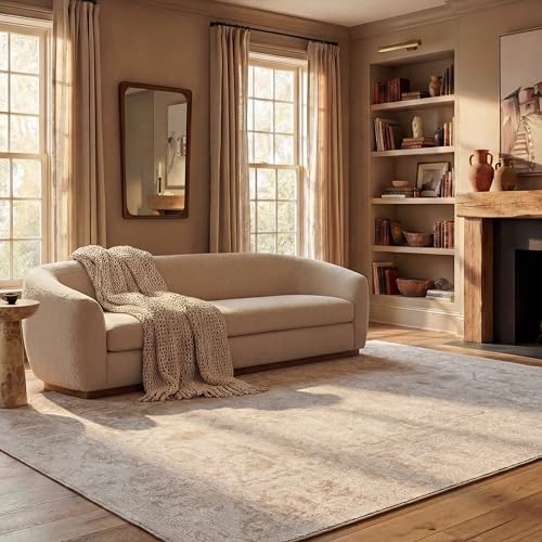 Safavieh Contemporary Rug for Living Room, Dining Room, Bedroom - Reflection Collection, Short Pile, in Cream and Ivory, 183 X 274 cm