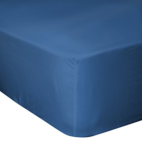 Home Passion 54689 57 Yarns Cotton Fitted Sheet 140 x 190 cm Blue