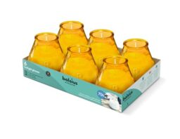 Bolsius – Outdoor Candles - 6 Pieces - in Glass - Amber - Burning Time 70 Hours - No Palm Oil - Clean Burning - Cotton Wick - Non Scented