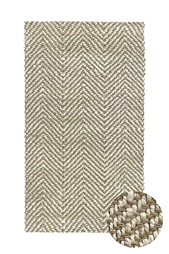 HAMID Jute Rug, Alcazar Rug, 100% Natural Jute Fibre, Soft Rug and High Strength, Hand Woven, Living Room, Dining Room, Bedroom, Hallway Rug - (White, 110 x 60 cm)
